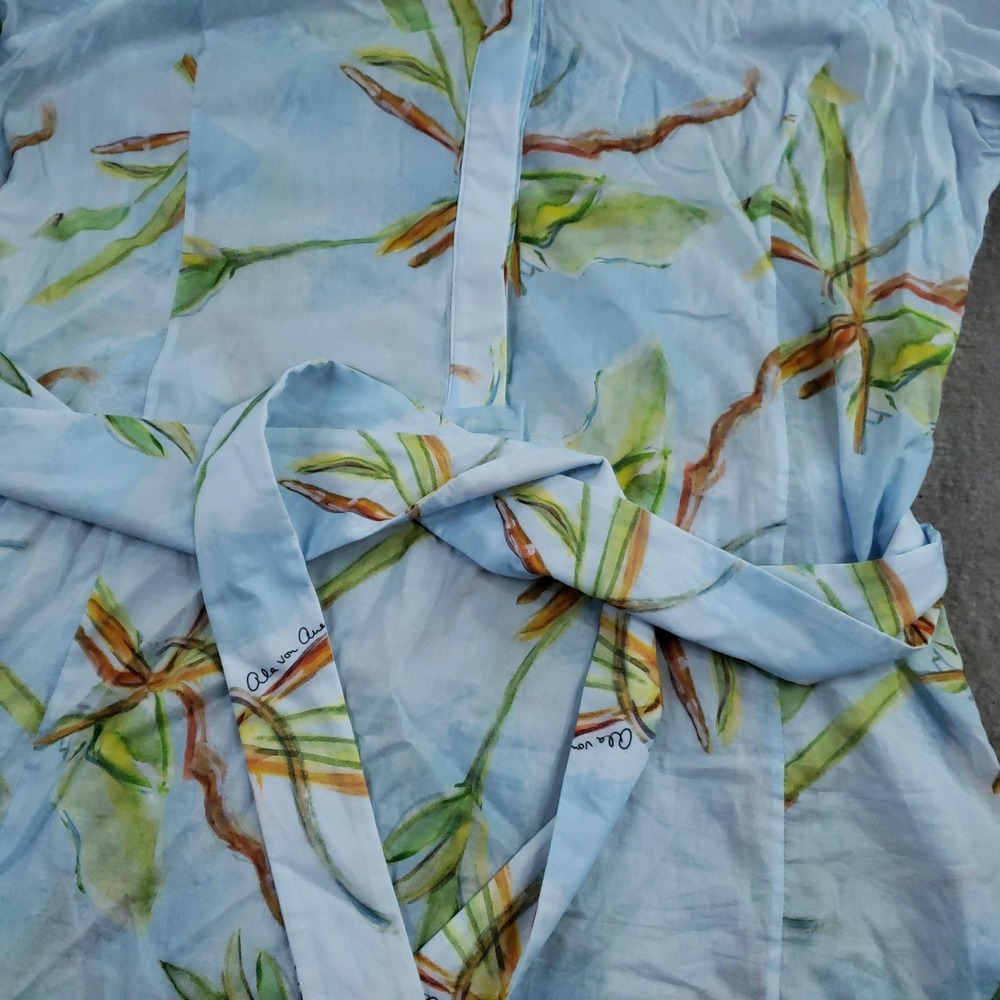Ala Von‎ Auersperg Shirt Dress Womens XL Blue Botanical Belted Tunic 100% Cotton - Picture 7 of 10